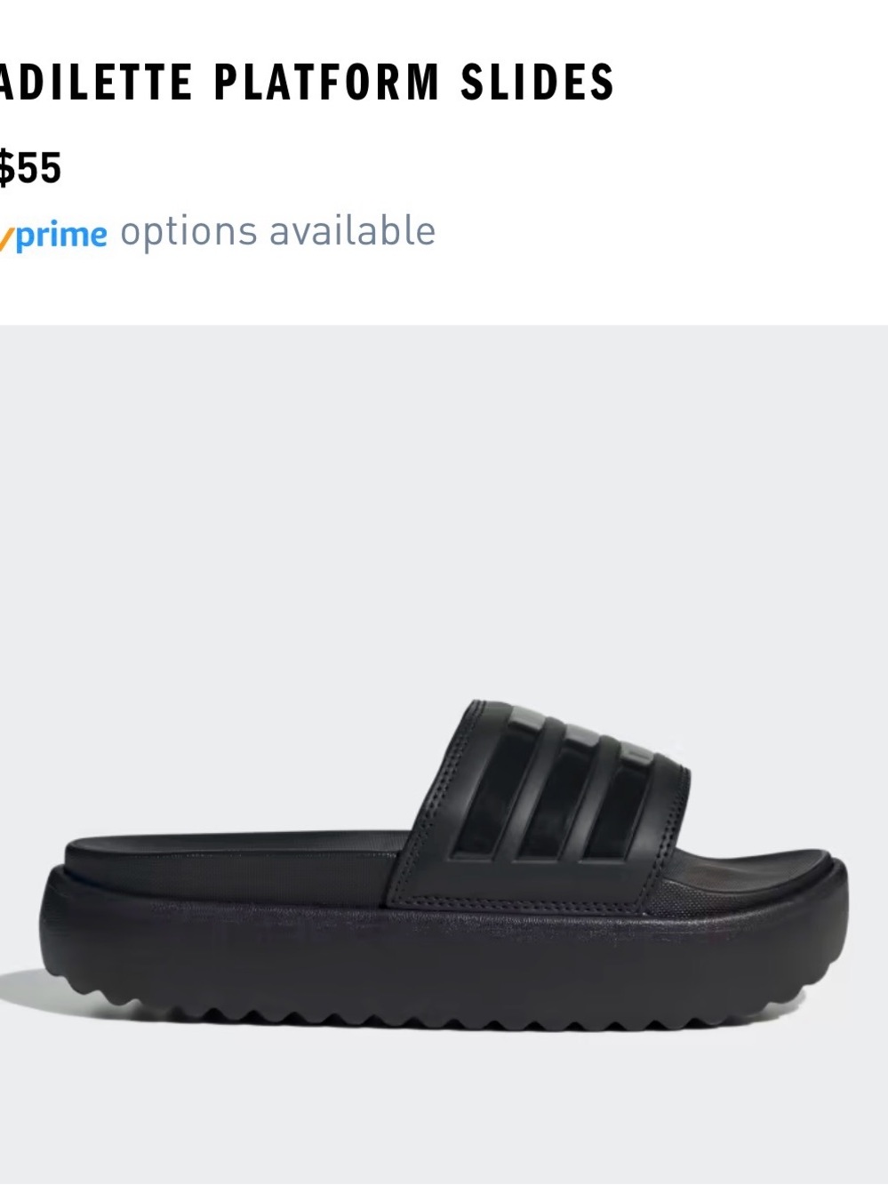 adidas Black Adilette Platform Slide Sandals Size 6 - Picture 5 of 14